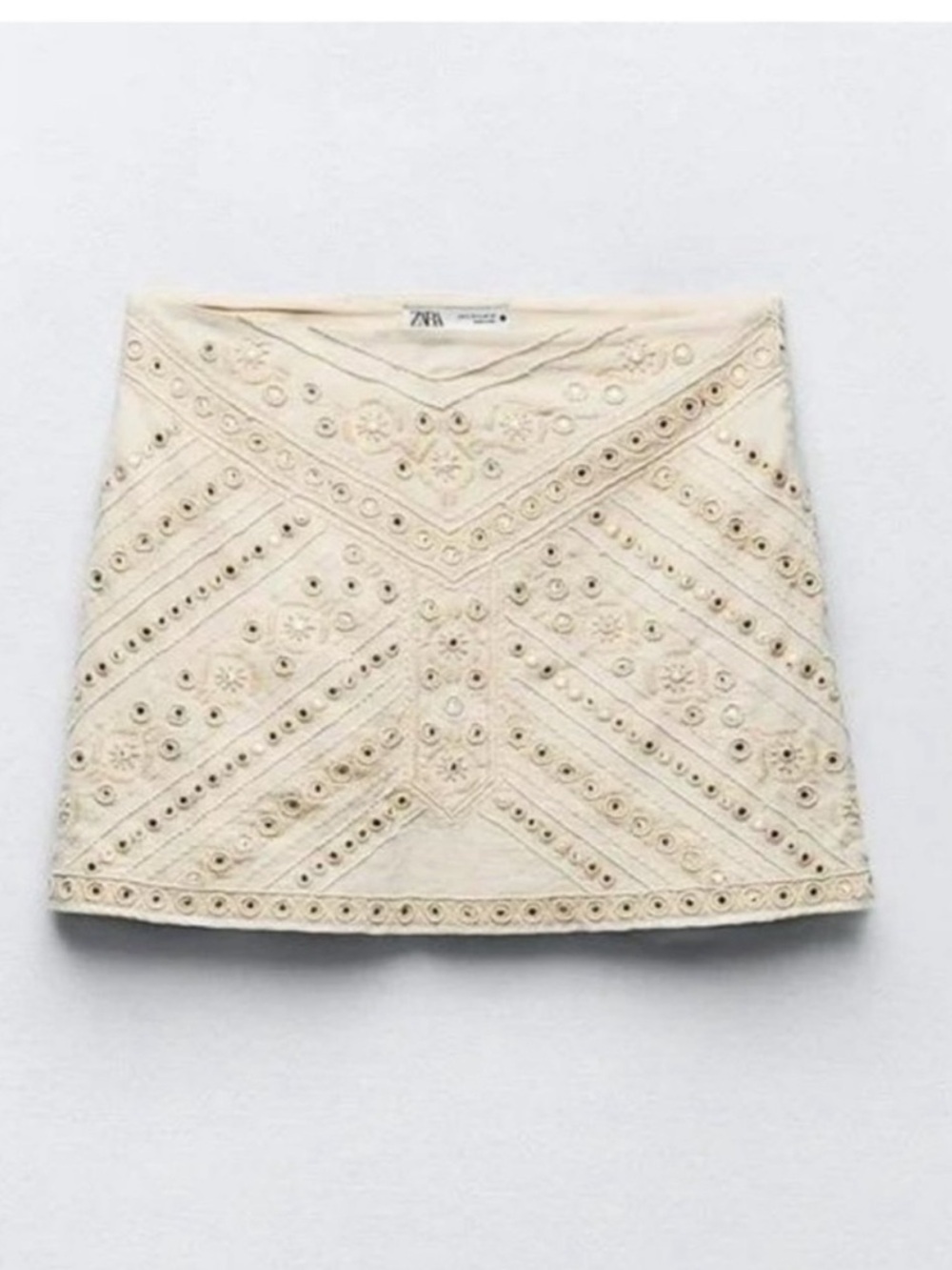 Zara Embroidered Beaded Mini Skirt Small